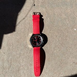 Red wrist watch